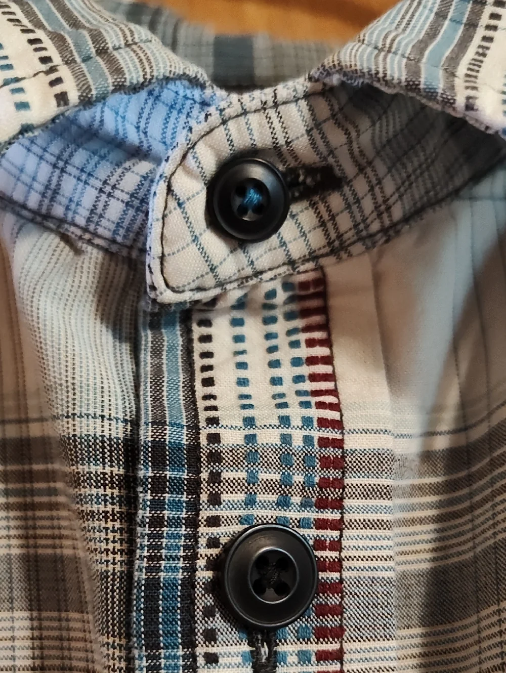prAna Mens Tamrack Organic Cotton Blend Shirt Blue Plaid Contrast Stitch India L - Picture 3 of 14